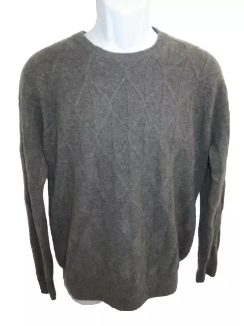 Carroll & Co 100% Cashmere Made in England Gray Cable Knit Crew Sweater Men's 42