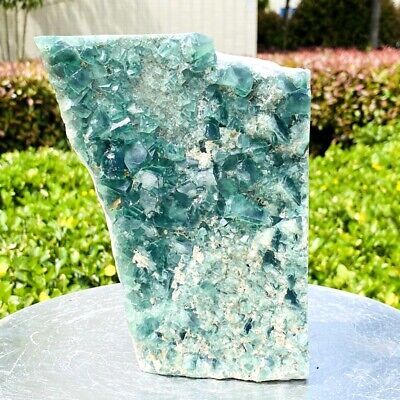 5.93LB Natural green cubic fluorite quartz crystal mineral specimen