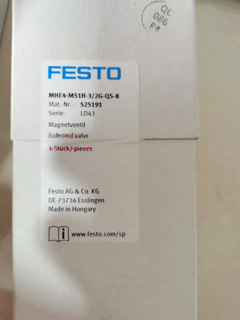 NEW Festo MHE4-MS1H-3/2G-QS-8 525191 Double solenoid valve