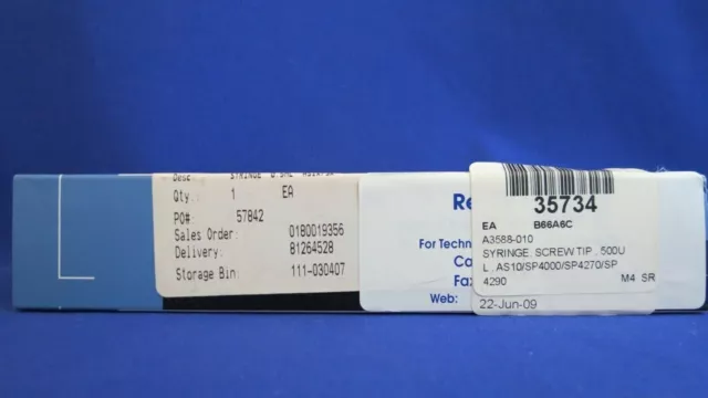 Thermo Scientific HPLC Autosampler Syringe 500uL 365JLT61