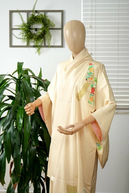 Dear Vanilla Japanese Silk Kimono Women's Robe Gown Authentic Japan Vintage Mint 2