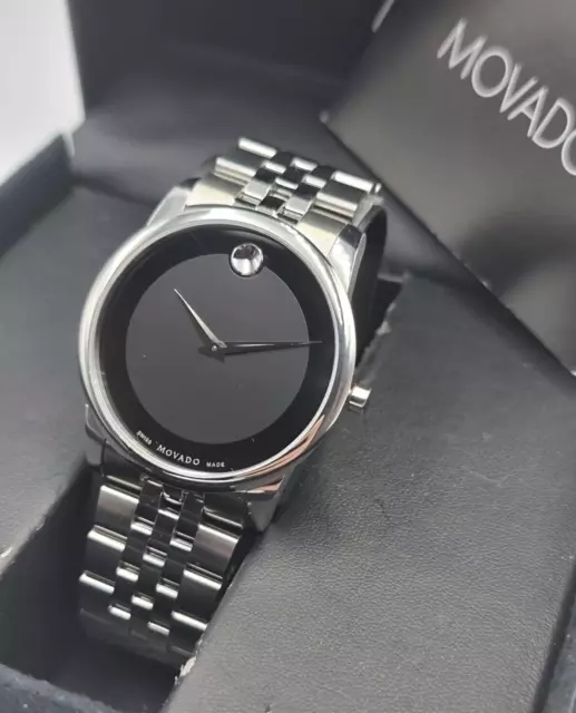 Movado 606504 Orologio Classico Uomo Museo Uomo Bracciale Quarzo Made in Svizzera Quadrante Nero