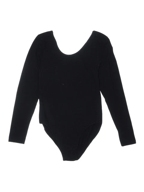 American Apparel Women Black Bodysuit L