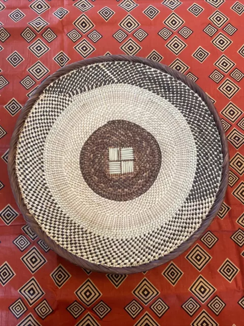 African Binga Tonga Basket NEW Platter Tray Wall Decor Zimbabwe 15” E3