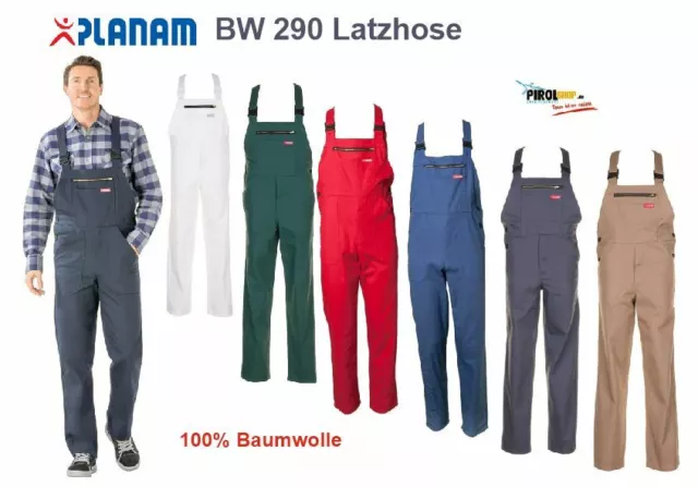 Planam Latzhose BW 290 100% Baumwolle Arbeitslatzhose in verschiedenen Farben