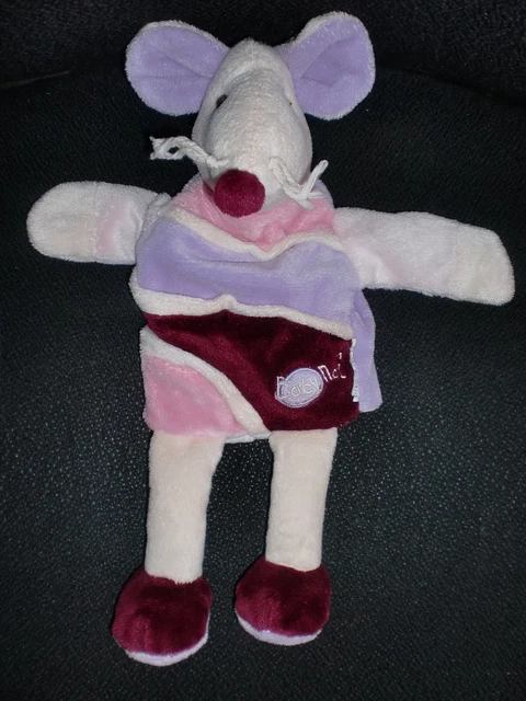 doudou marionnette souris mauve violet rose BABY NAT' babynat (2 dispo)