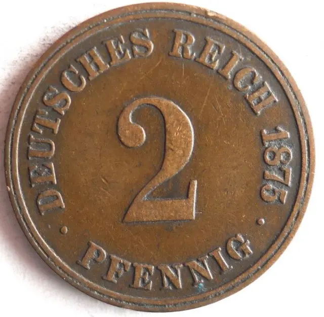 1875 J German EMPIRE 2 PFENNIG - Excellent Coin German Bin #12
