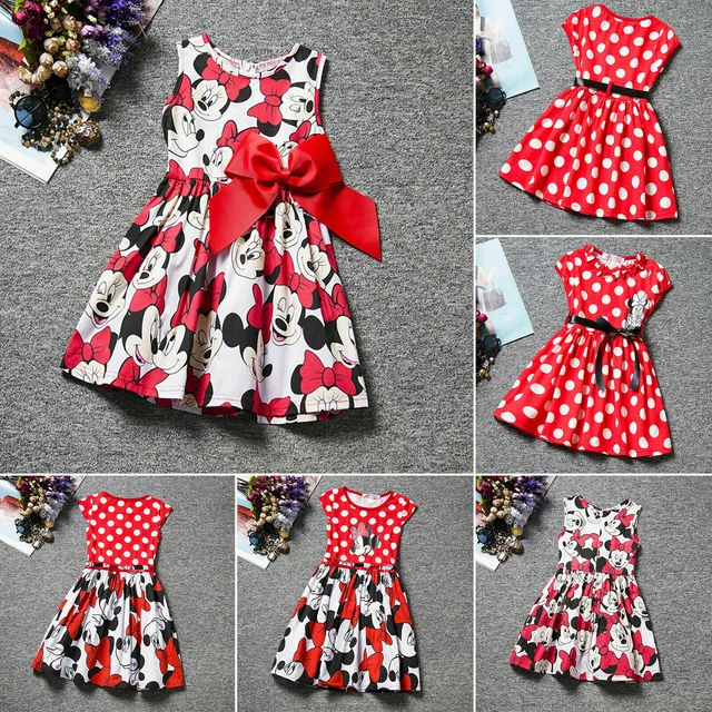 Kid Baby Girls Cartoon Minnie Mouse Dress Summer Party Bowknot Princess Dresses