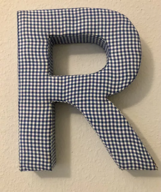 Fabric Covered Wall Letter - Blue Gingham - Letter R