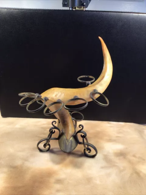 Fabulous Unusual Vintage Bull Horn And Brass/Metal Decorative Piece.