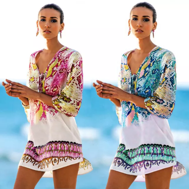 Womens Summer Bikini Cover Up Sarong Beach Dress Swimwear Kaftan Beach Swimsuit#