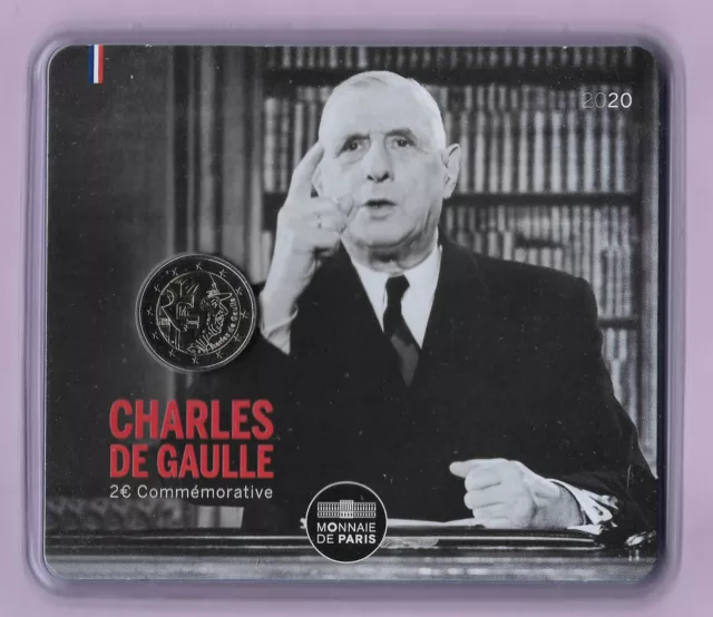 2 Euro BU FRANCE 2020 - Charles de GAULLE, 2 € Commémorative Coincard MDP n°5792