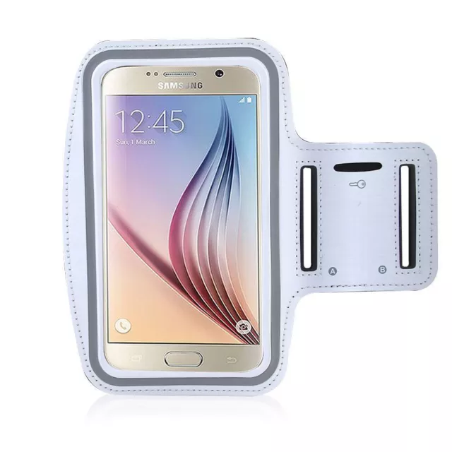 S6/S6 Edge/HTC M9 White Jogging, Running Armband Case