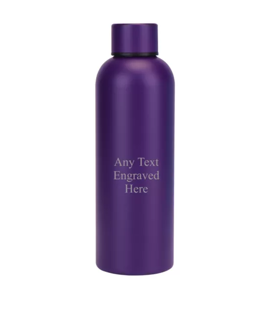 Personalised Thermos Water Bottle Any Message Engraved 500ml Purple