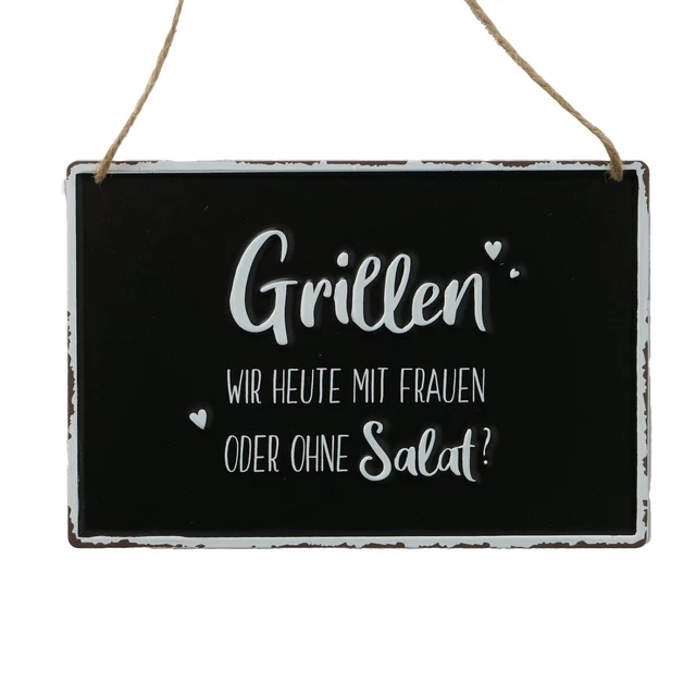 BLECHSCHILD LUSTIGER GRILL Spruch Grillen wir heute mit Frauen oder