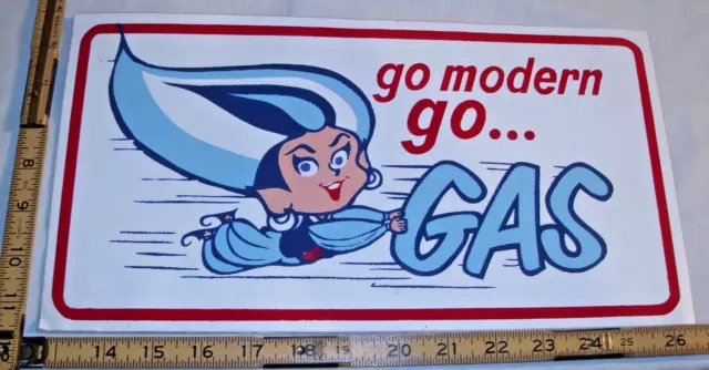 Gas Genie Go Modern Go Gas Large Vintage Advertising Decal 1960