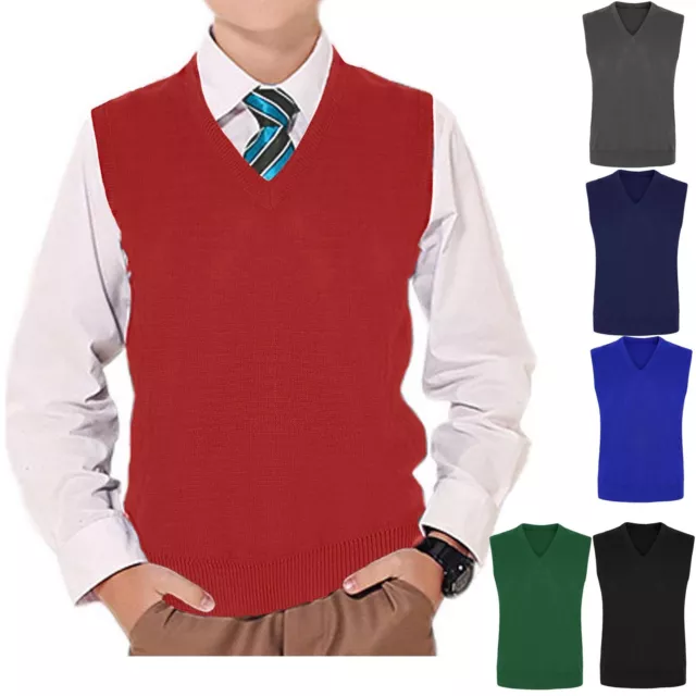 Top canotta lavorato a maglia senza maniche per bambini ragazzi ragazze collo a V senza maniche saltatori e cardigan da indossare
