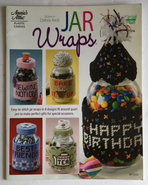 Jar Wraps by Debra Arch, Annie’s Attic plastic canvas gift projects booklet