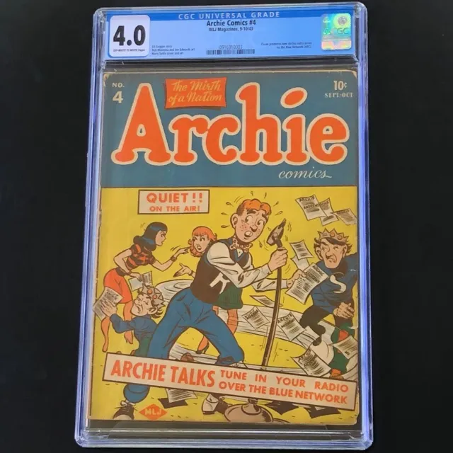 Archie Comics #4 (MLJ 1943) 💥 CGC 4.0 OW-W 💥 Only 38 in Census! Golden Age