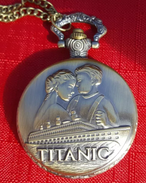 Titanic Pocket Watch Rose Jack Leonardo DiCaprio Kate Winslet Movie Fob Chain UK 3