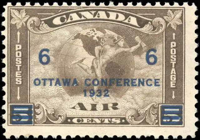 Canada Mint H F 6c on 5c Scott #C4 (C2 Surcharged) 1932 Air Mail Issue Stamp