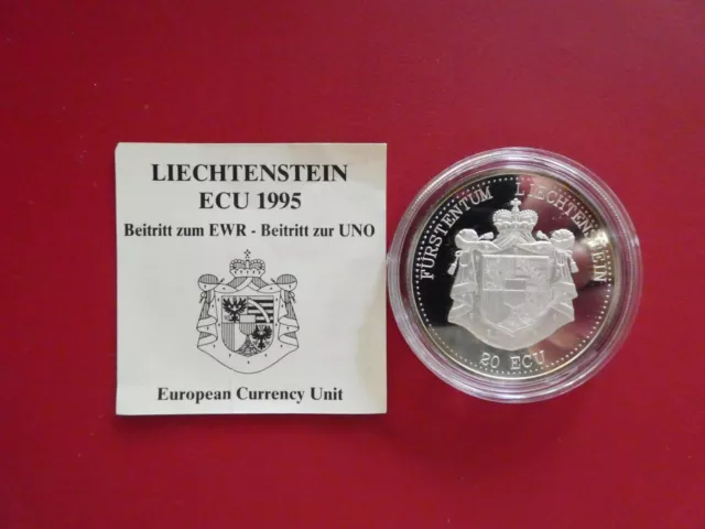 Liechtenstein, 20 Ecu, 1995, 50 Jahre UNO, original