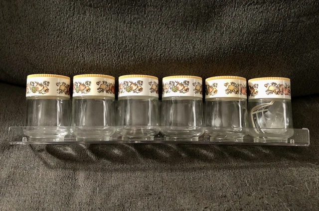 Vintage Gemco USA Spice of Life 6 Jar Set with Clear Rack Mushrooms Glass New