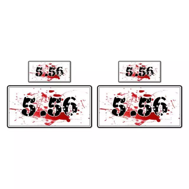 5.56 Bloody Ammo Box Set, Vinyl Decal Sticker, 2@ 1"x2" & 2@ 2"x4", #8462