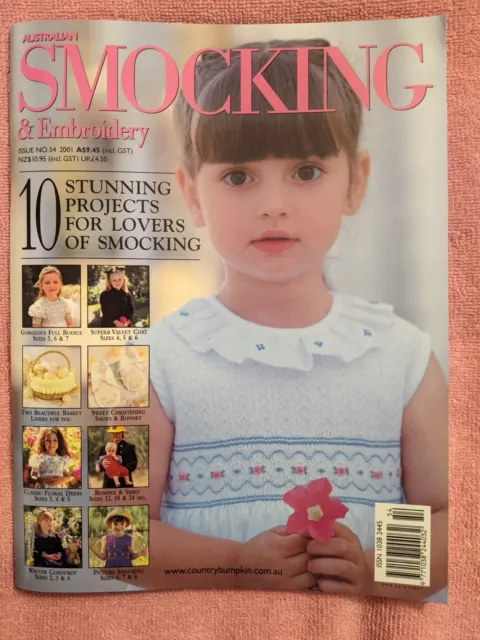 AUSTRALIAN SMOCKING & EMBROIDERY Magazine, Issue No. 54, 2001, Very Good Cond.