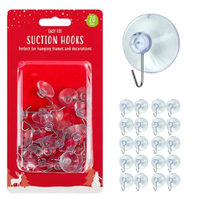 20x SUCTION CUP HOOKS Hanger Window Bathroom Glass Hanging Christmas Decor G5804