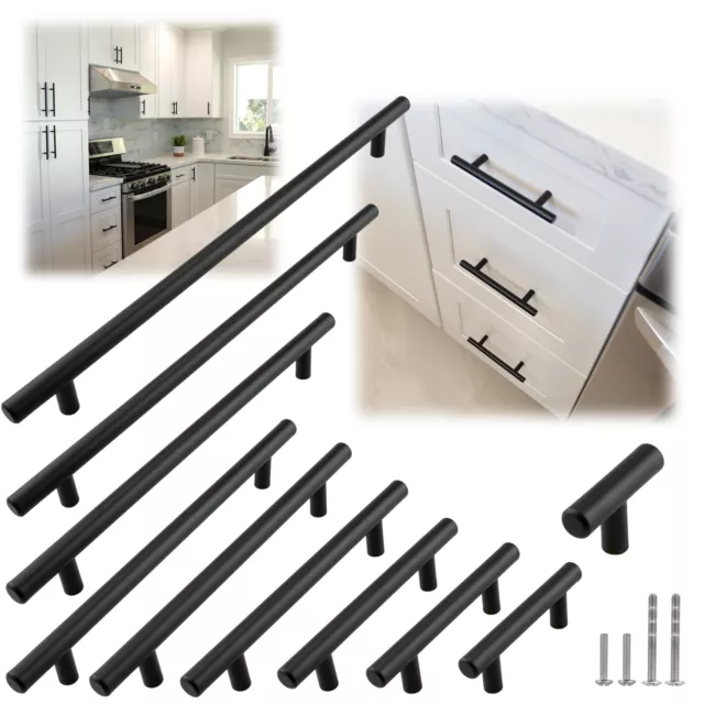 Matte Black Modern Cabinet Handles Pulls Kitchen Drawer Stainless Steel Hardware