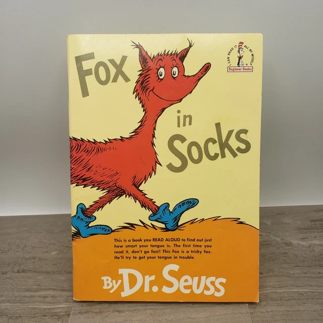 FOX IN SOCKS by Dr. Seuss1986 Paperback Book (1965 Edition) Vintage HTF