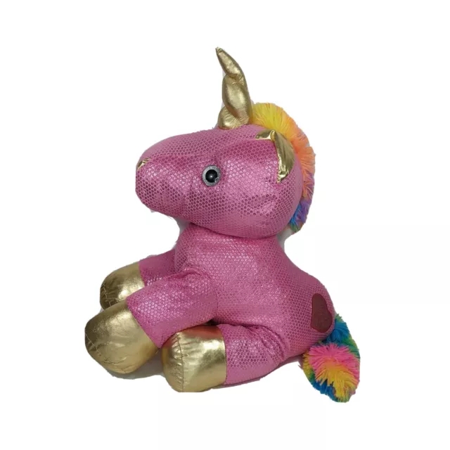 Dan Dee Unicorn Plush Stuffed Animal Toy Pink Gold Rainbow Tail Mane Ages 3 & Up