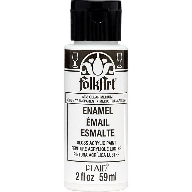 Clear Medium de FolkArt Enamel, 59 ml, peinture acylique lustre pour porcelaine