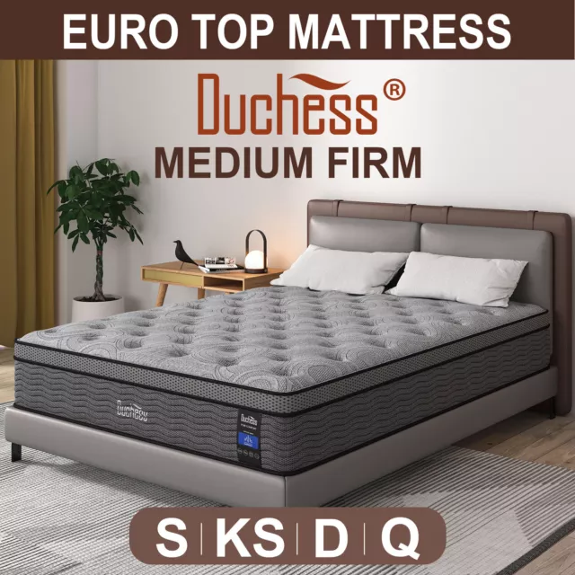 QUEEN DOUBLE KING SINGLE Mattress Bed Euro Top Pocket Spring Medium Firm Foam