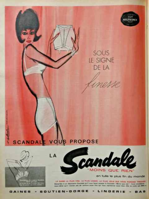 Publicité De Presse 1961 Gaine Scandale Finesse En Tulle Le Plus Fin Du Monde