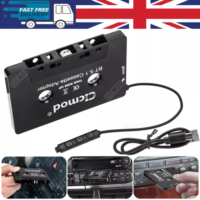 Bluetooth 5.1 Car Audio Stereo Cassette Tape Adapter To Aux for iphone Samsung