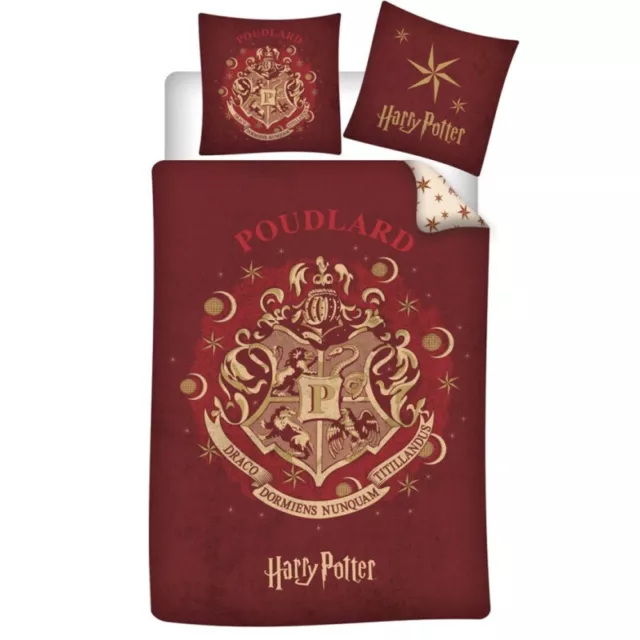 AYMAX - Parure de lit réversible Harry Potter Poudlard - Rouge et Blanc - 140...