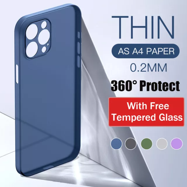 Ultra Thin Matte Phone Case for iPhone 12 13 14 Pro Max 11 XR 360 Protect Cover