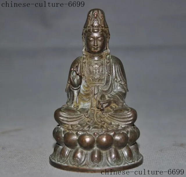 Old Chinese Buddhism bronze Kwan-Yin Guanyin Bodhisattva goddess Buddha statue