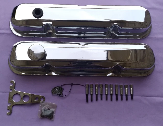 Mopar Small Block Chrome Valve Covers w/ Speaders & Chrome Bolts 273 318 340 360