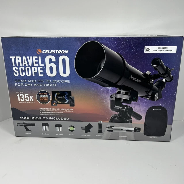 NEW! Celestron Travel Scope 60 (60mm Refractor Telescope) #22002-DS