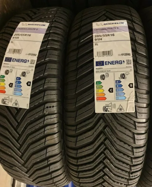 2X New Michelin Crossclimate 2 205/55 R16 91W 205 55 16 All Season 2055516 C+B 2