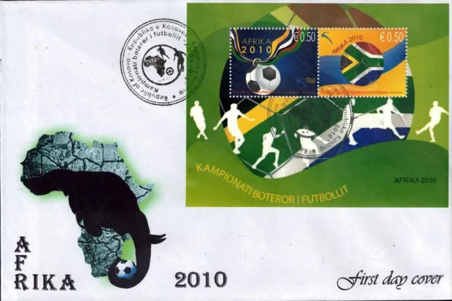 Kosovo Stamps 2010. World Championship Football - South Africa. FDC Block MNH.
