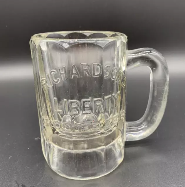 Vintage glass mug RICHARDSONS LIBERTY ROOT BEER embossed