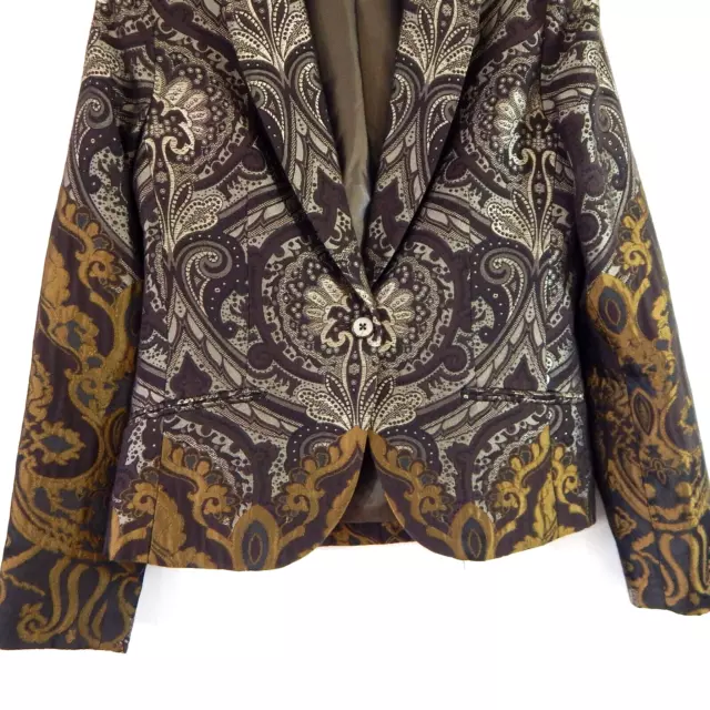 ROBERT GRAHAM dorset blazer jacket brocade metallic floral paisley one button 8 3