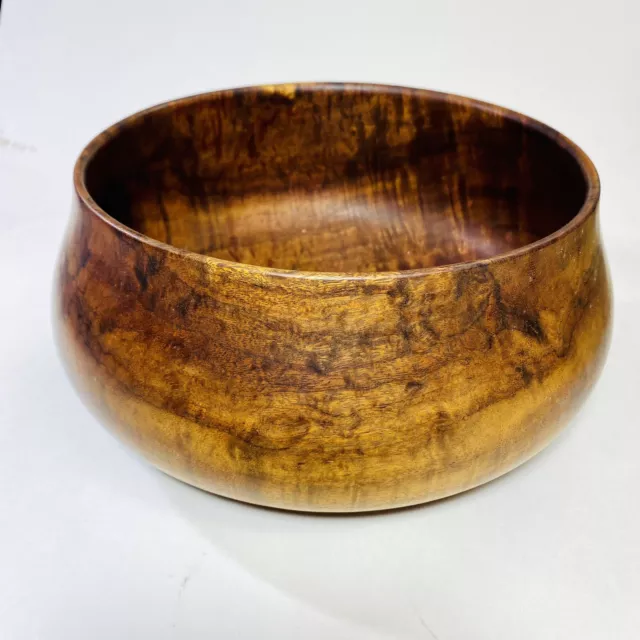 Dan DeLuz Signed Large Hawaiian Koa Wood Bowl Diameter 9" Height 5.25"