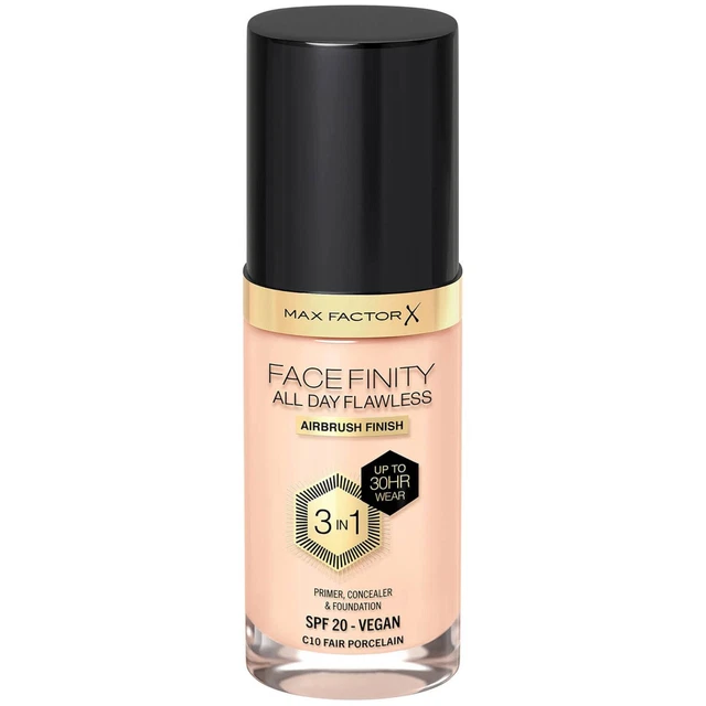 Max Factor Facefinity den ganzen Tag einwandfrei 3 in 1 Foundation 30ml C10 FAIRES PORZELLAN