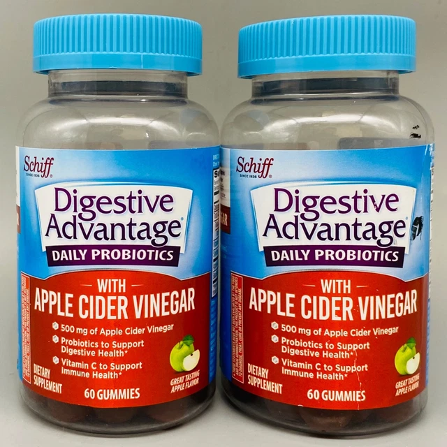 DIGESTIVE ADVANTAGE DAILY Probiotic Apple Cider Vinegar Vitamin C 2PK