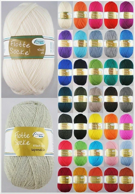100g Flotte Socke Uni Sockengarn Strumpfwolle 4-fach zum stricken GP 63,90€/1kg